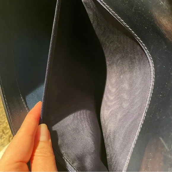 Stefano Serapian navy blue alligator crocodile embossed leather clutch vintage - Picture 3 of 8